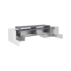 Mobile porta TV Dbasi, cm 170x45h45, Bianco lucido e Ardesia<Dmora Online