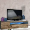 Mobile porta TV Dbele, Ardesia e Acero, con luce LED<Dmora Hot