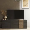 Mobile porta TV Dbrow, 181x44 h59 cm, Ardesia e Noce<Dmora Online