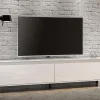 Mobile porta TV Dcarisson, 200x40h50 cm, Bianco lucido e Antracite<Dmora Cheap