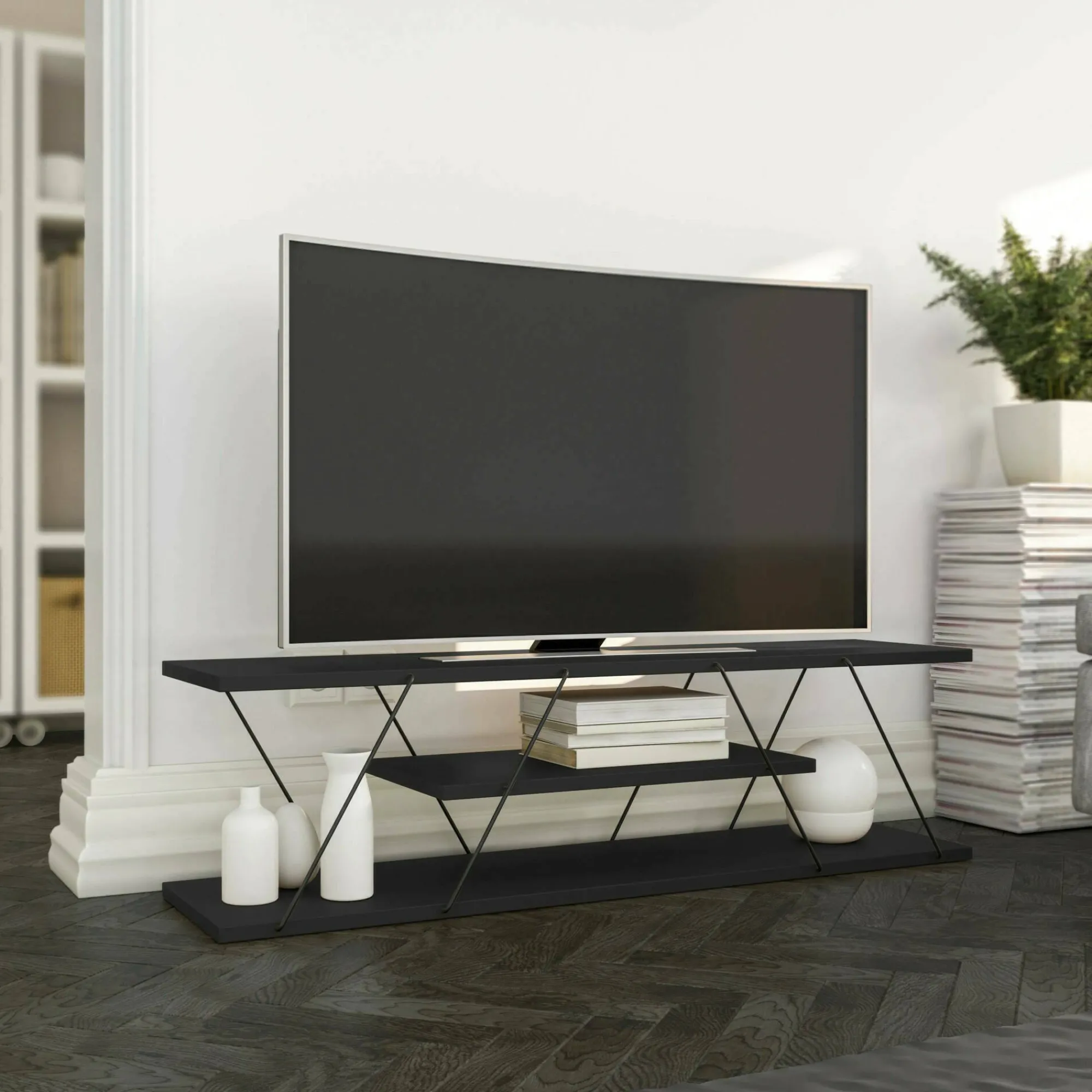 Mobile porta TV Desdemona, 120x30h33 cm, Antracite e Grigio<Dmora Outlet