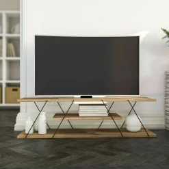 Mobile porta TV Desdemona, 120x30h33 cm, Nero e Noce<Dmora Shop