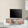 Mobile porta TV Dmartin, cm 190x45h45, Bianco lucido e Acero<Dmora Sale