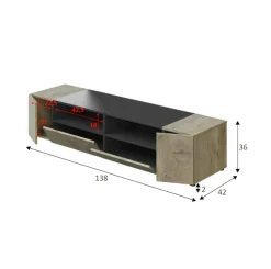 Mobile porta TV Dmolino, 138x42h36 cm,<Dmora New