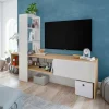 Mobile porta TV Dmurell, 178x43h136 cm, Rovere Nodi e Bianco lucido<Dmora Best Sale