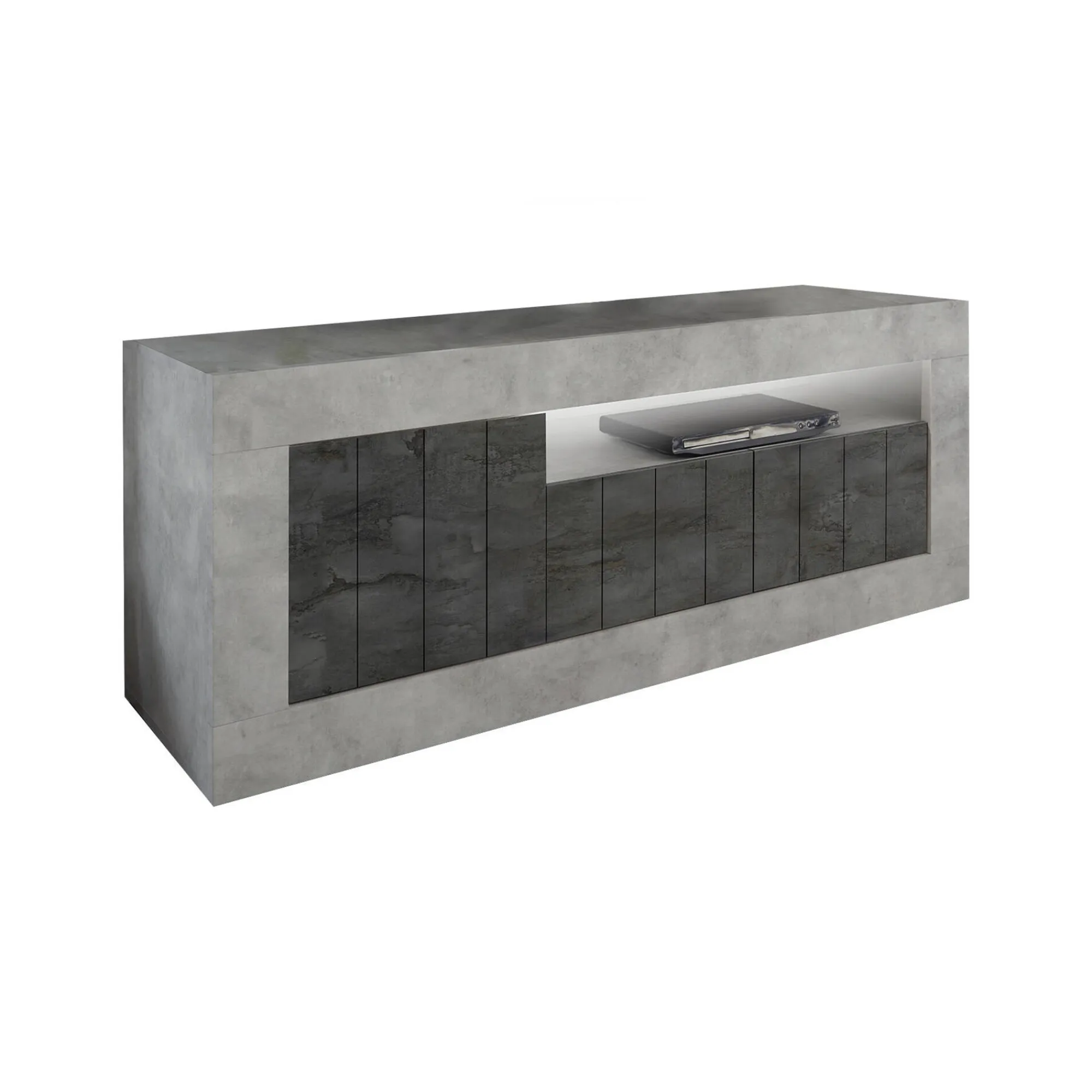 Mobile porta TV Dmurra, 138x42 h56 cm, Cemento e Ardesia<Dmora Hot
