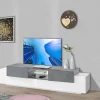 Mobile porta TV Dmusso, cm 220x45h51, Bianco lucido e Ardesia<Dmora Cheap