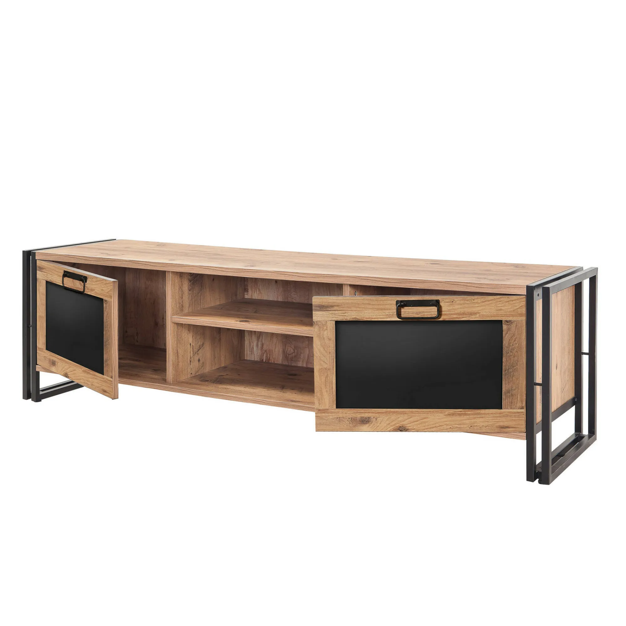 Mobile porta TV Dpetron, Quercia e Nero, 180x45h50 cm<Dmora Clearance