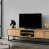 Mobile porta TV Dpirol, Nero e Quercia, 180x40h50 cm<Dmora Flash Sale
