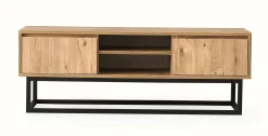 Mobile porta TV Dpirol, Nero e Quercia, 180x40h50 cm<Dmora Flash Sale