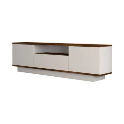 Mobile porta TV Dprat, 160x30h45 cm, Noce e Bianco<Dmora Store