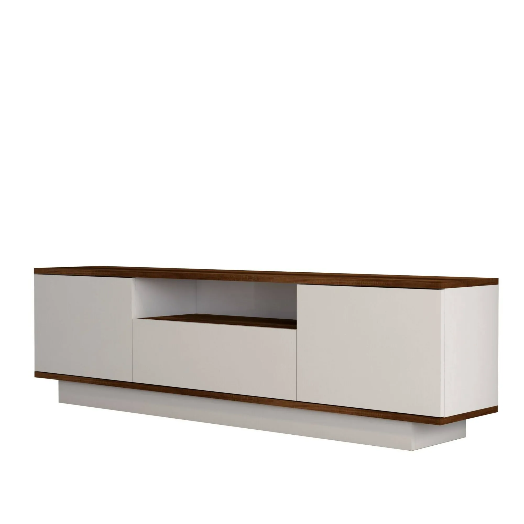 Mobile porta TV Dprat, 160x30h45 cm, Noce e Bianco<Dmora Store
