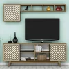 Mobile porta TV Drusilla, 160x35h56 cm, Noce e Bianco<Dmora Fashion
