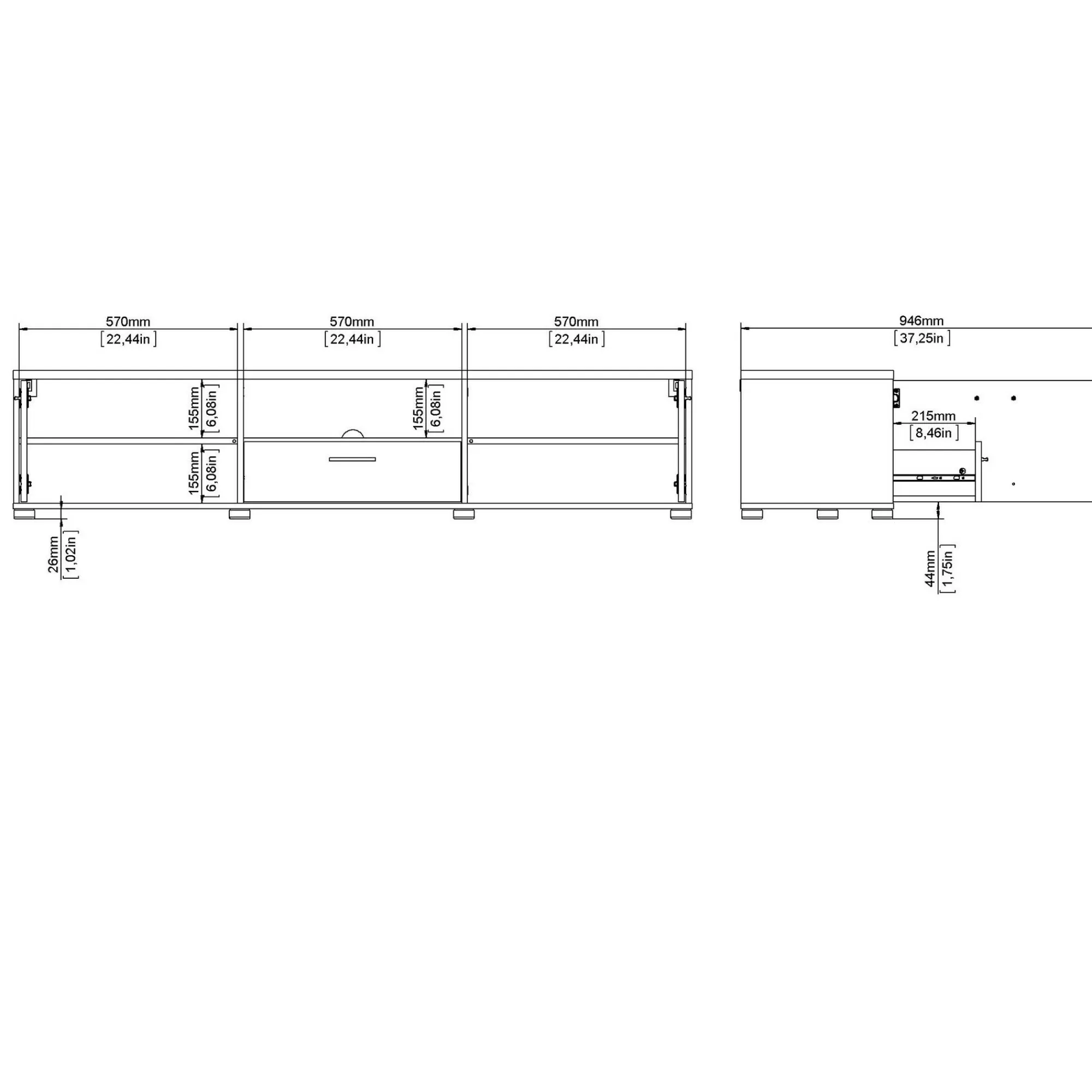 Mobile porta TV Dtinagli, 40x177 h38 cm,<Dmora Cheap