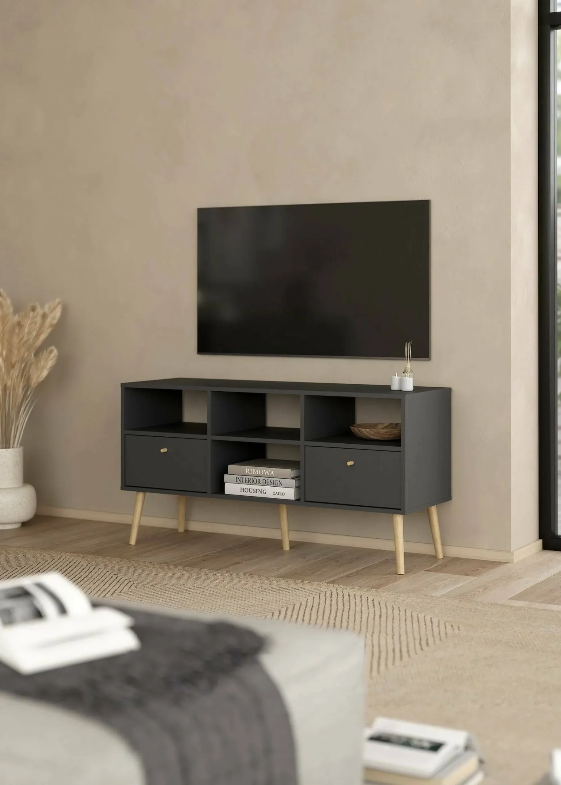 Mobile porta TV Dtoedtl, 39x117 h61 cm,<Dmora Shop