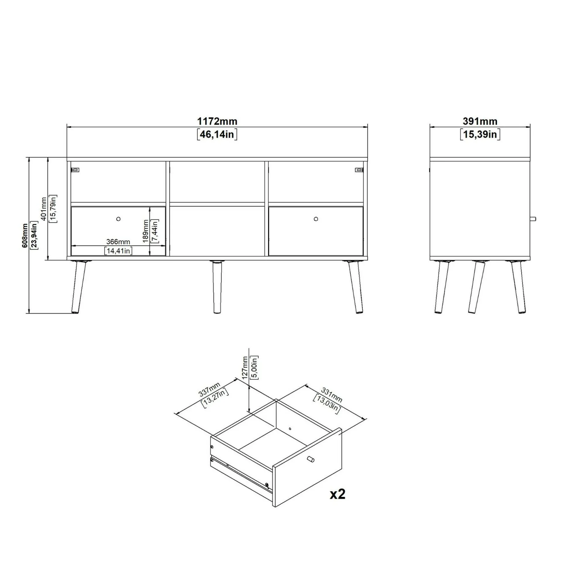 Mobile porta TV Dtoedtl, 39x117 h61 cm,<Dmora Shop