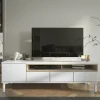 Mobile porta TV Dtoffani, 48x156 h48 cm, Bianco e Quercia<Dmora Discount