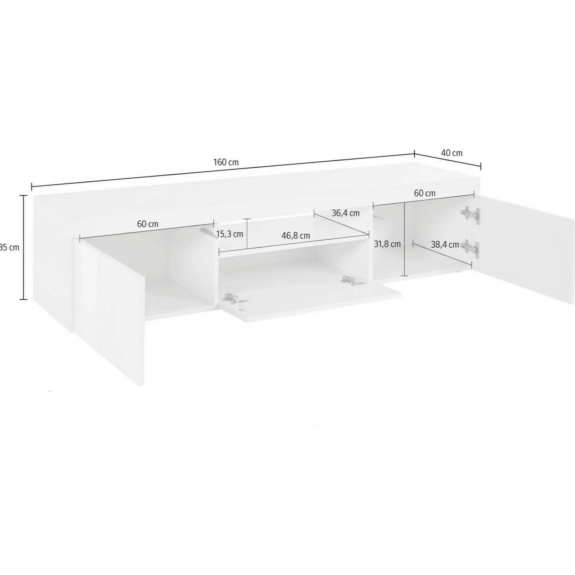 Mobile porta TV Edoarda, 160x40h35 cm, lucido<Dmora Discount