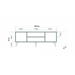 Mobile porta TV Enrica, 140x40h50 cm,<Dmora New