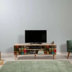 Mobile porta TV Enrica, 140x40h50 cm, Quercia e Multicolore<Dmora Fashion