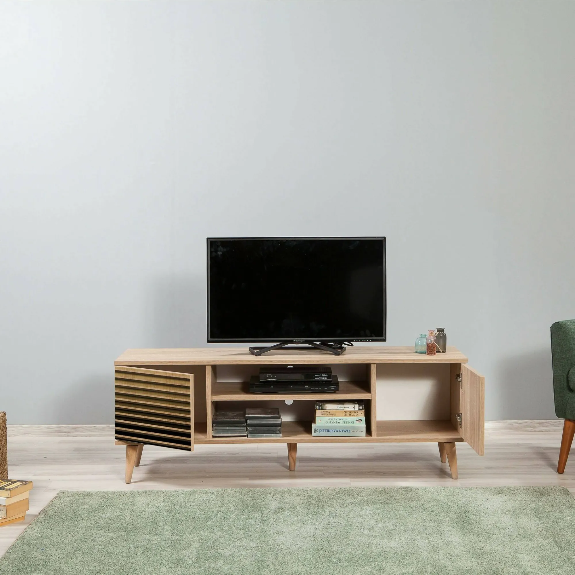 Mobile porta TV Enrica, 140x40h50 cm,<Dmora New