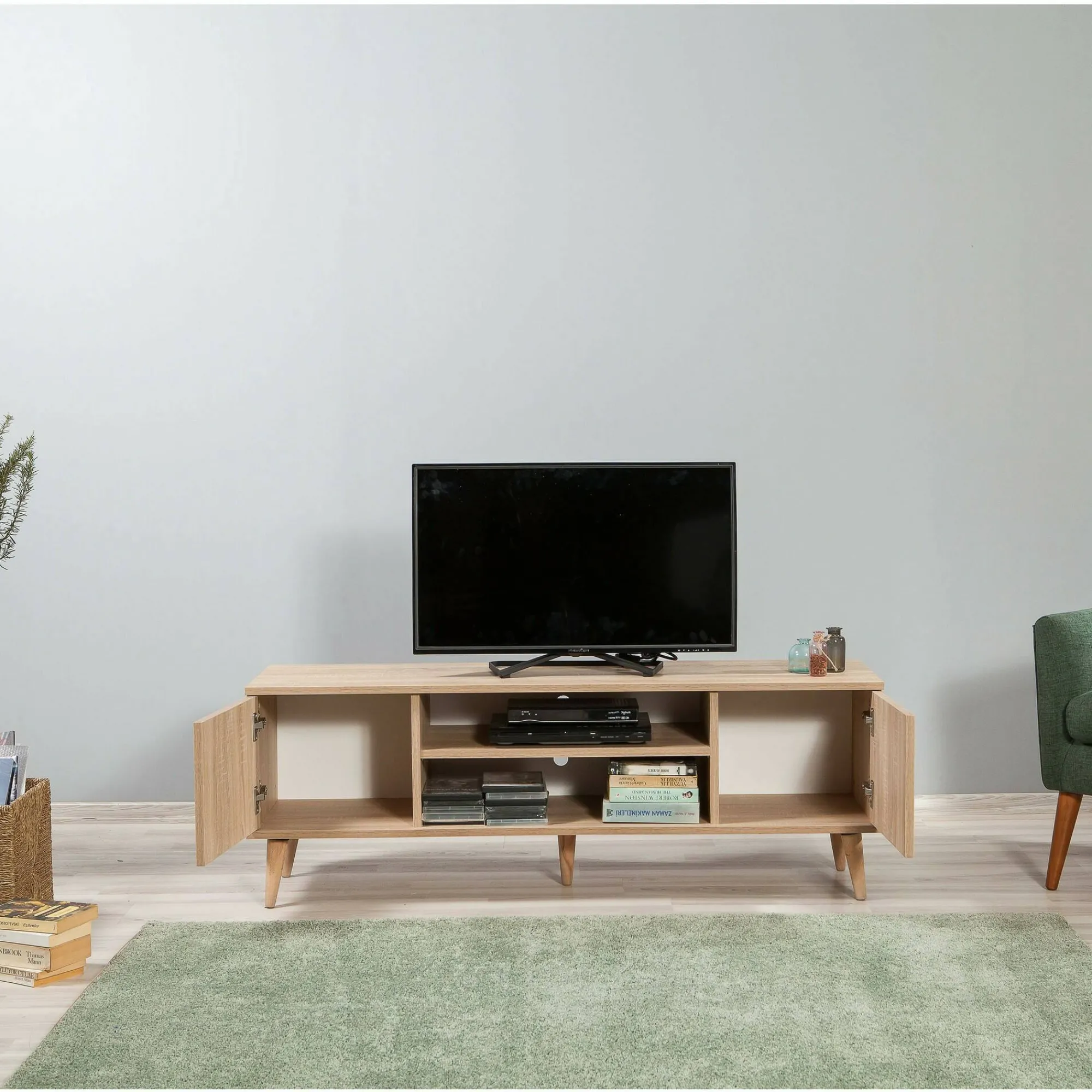 Mobile porta TV Enrica, 140x40h50 cm, Quercia e Multicolore<Dmora Fashion