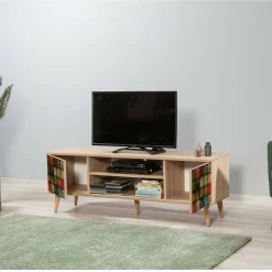 Mobile porta TV Enrica, 140x40h50 cm, Quercia e Multicolore<Dmora Fashion