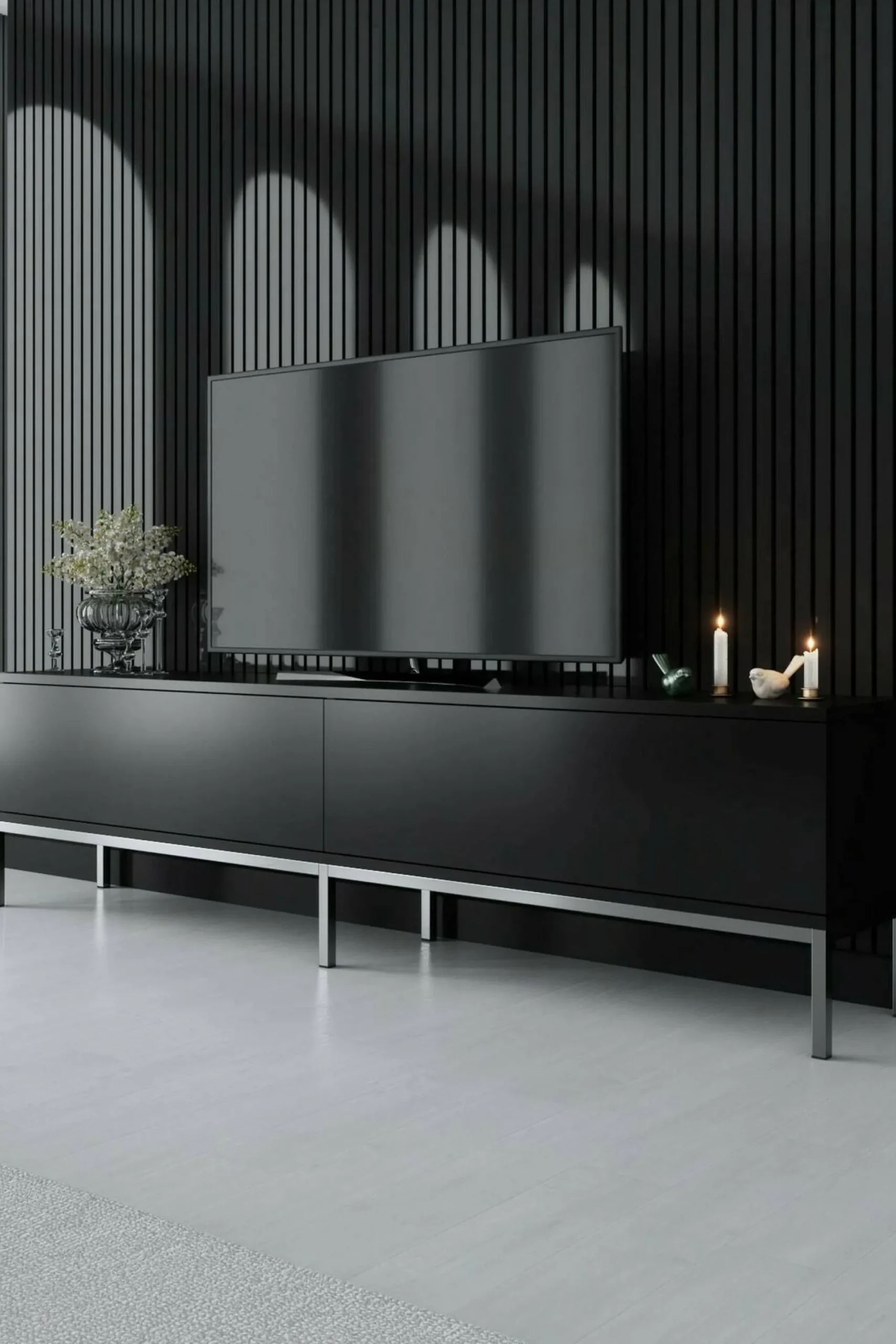Mobile porta TV Espero, 180x30h47 cm, Nero e Argento<Dmora Clearance