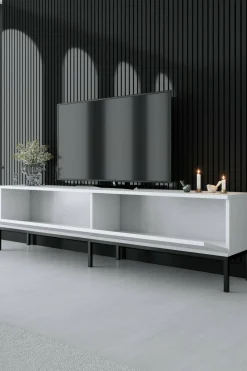 Mobile porta TV Espero, 180x30h47 cm, Bianco e Nero<Dmora Cheap