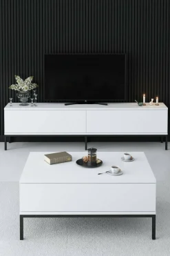 Mobile porta TV Espero, 180x30h47 cm, Bianco e Nero<Dmora Cheap