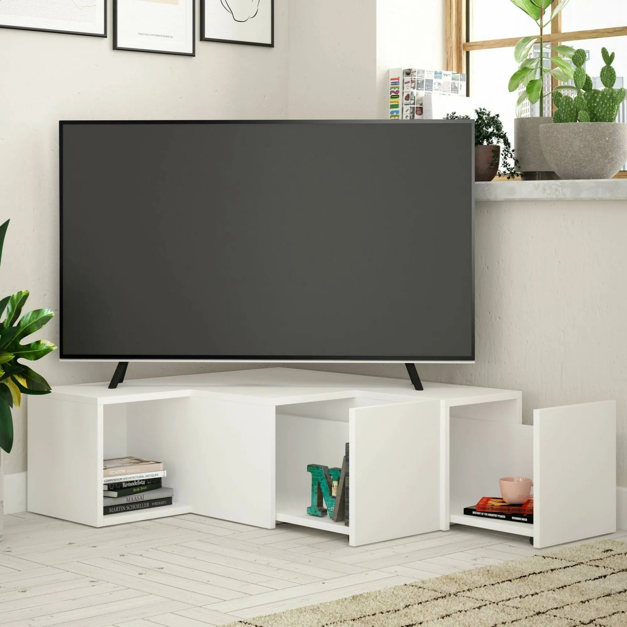 Mobile porta TV Fiorenza, 90x92h32 cm,<Dmora Hot