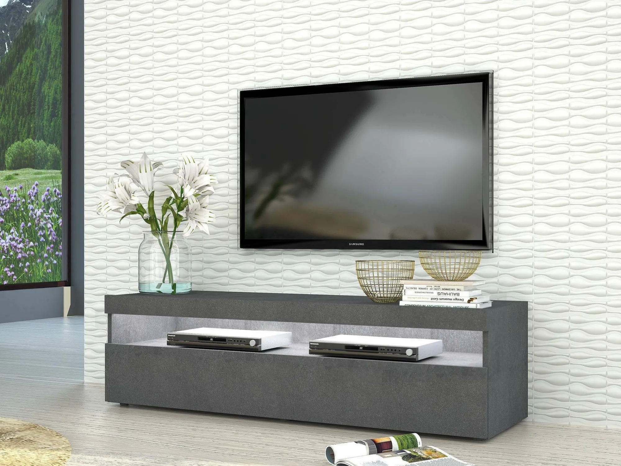 Mobile porta TV Gianna, cm 130x45h36,<Dmora Best Sale