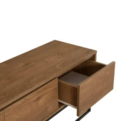 Mobile porta TV Iginia, Noce e Nero, 140x40h50 cm<Dmora Fashion