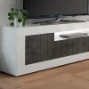 Mobile porta TV Iole, 138x42 h56 cm, Bianco lucido e Ardesia<Dmora New