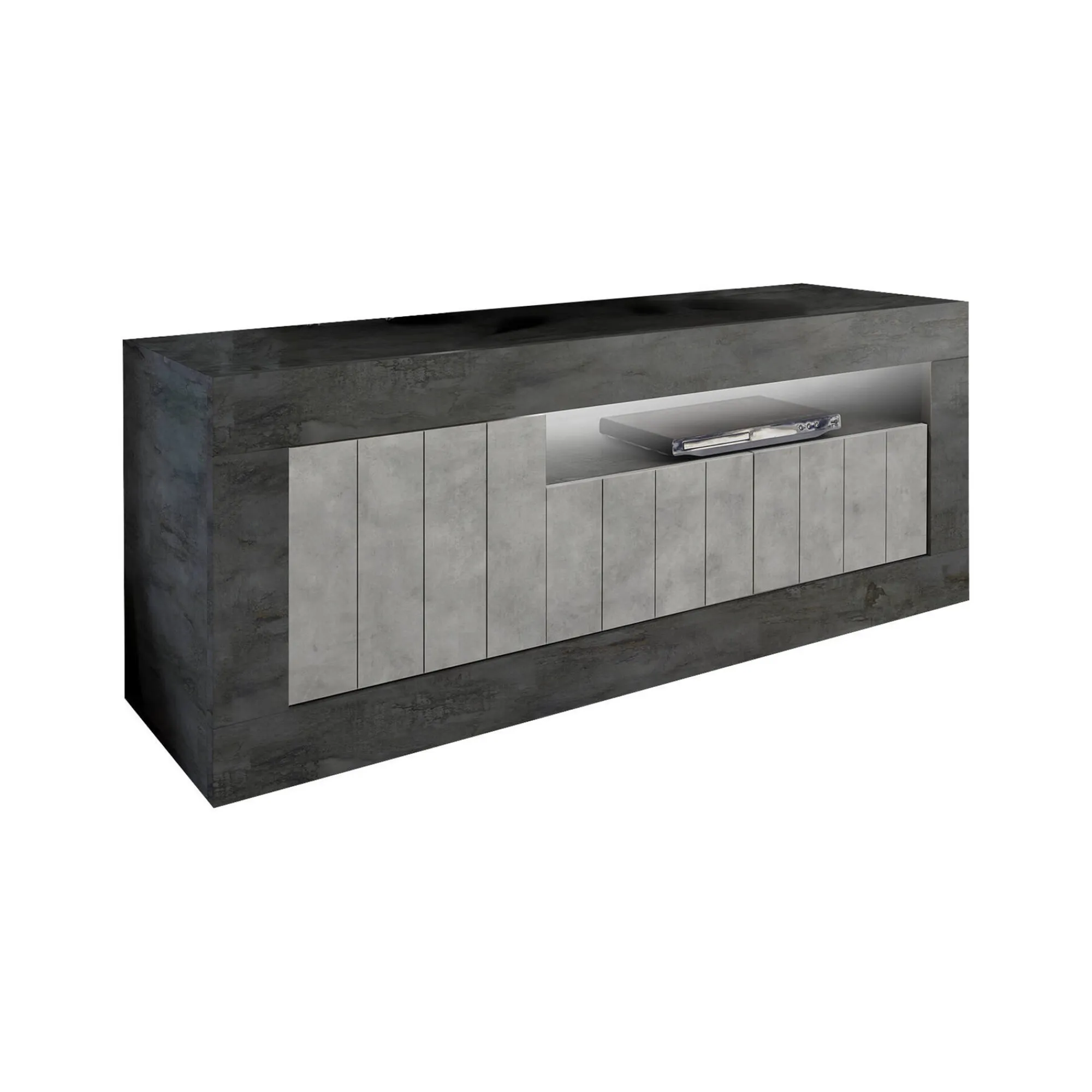 Mobile porta TV Iole, 138x42 h56 cm, Ardesia e Cemento<Dmora Hot