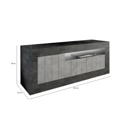 Mobile porta TV Iole, 138x42 h56 cm, Ardesia e Cemento<Dmora Hot