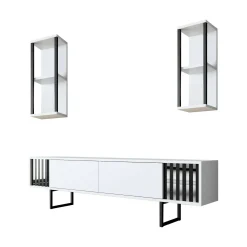 Mobile porta TV Iva, 180x30h48 cm, Bianco e Nero<Dmora Cheap