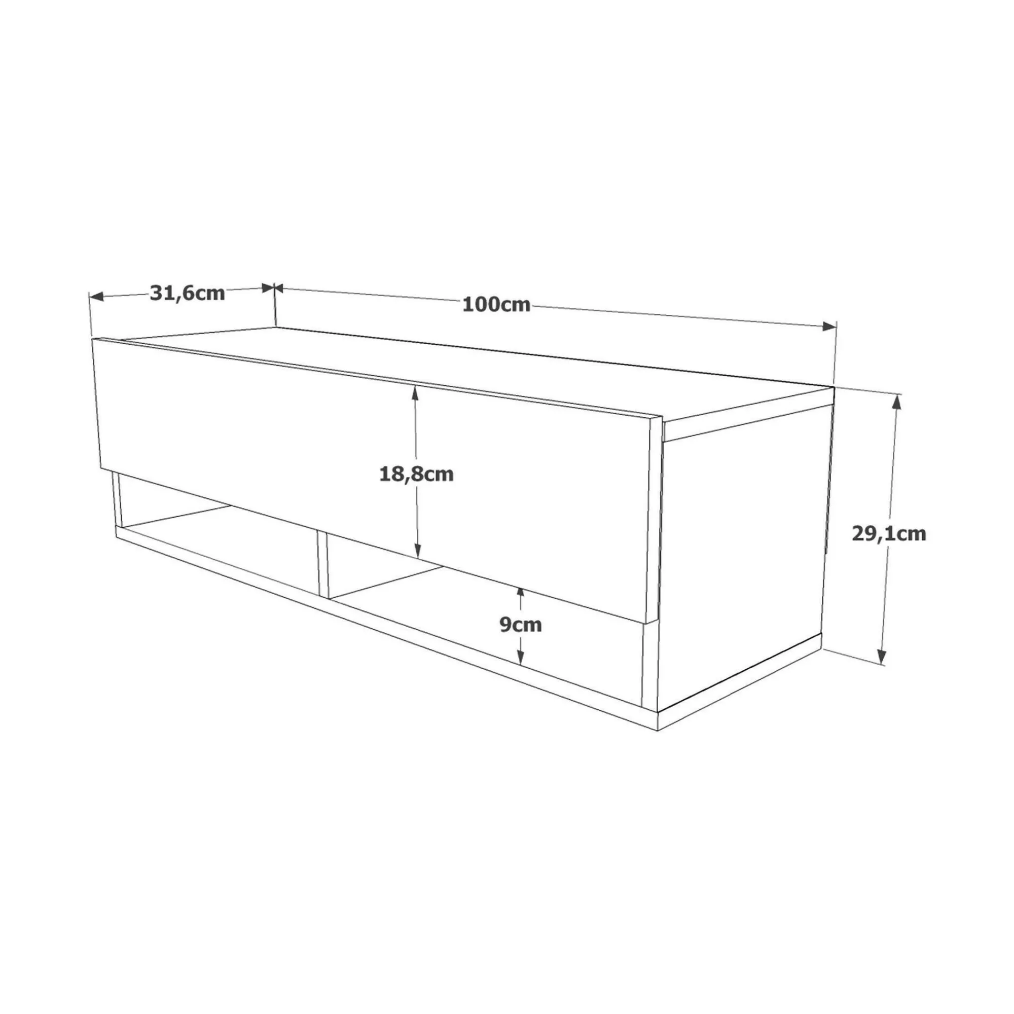 Mobile porta TV Iva, 100x32h29 cm, Quercia e Bianco<Dmora Clearance