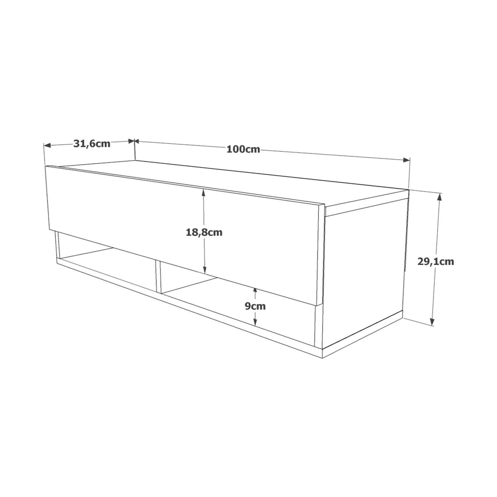 Mobile porta TV Iva, 100x32h29 cm,<Dmora Sale