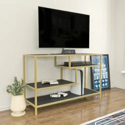 Mobile porta TV Ivette, 120x39h75 cm, Oro e Antracite<Dmora Best