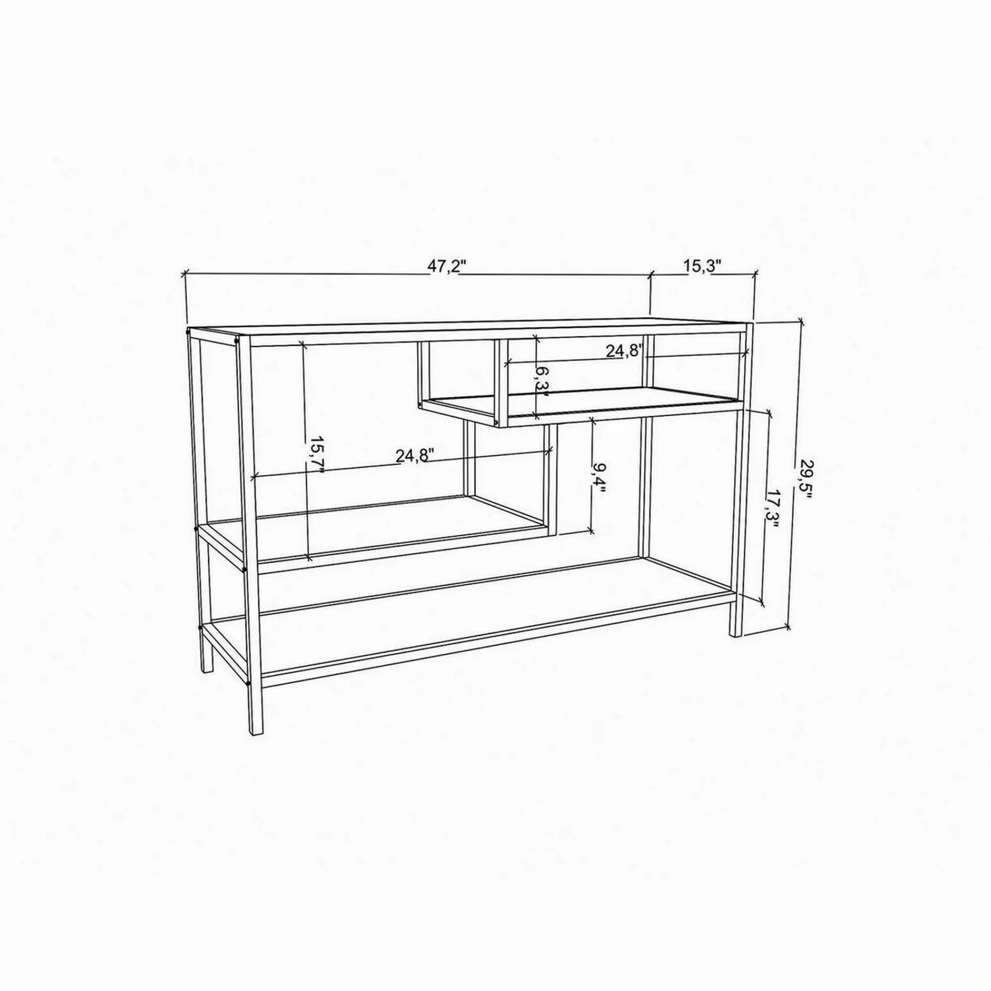 Mobile porta TV Ivette, 120x39h75 cm, Bianco e Rovere<Dmora Store