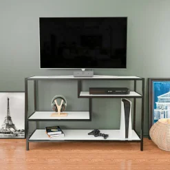 Mobile porta TV Ivette, 120x39h75 cm, Bianco e Nero<Dmora Hot