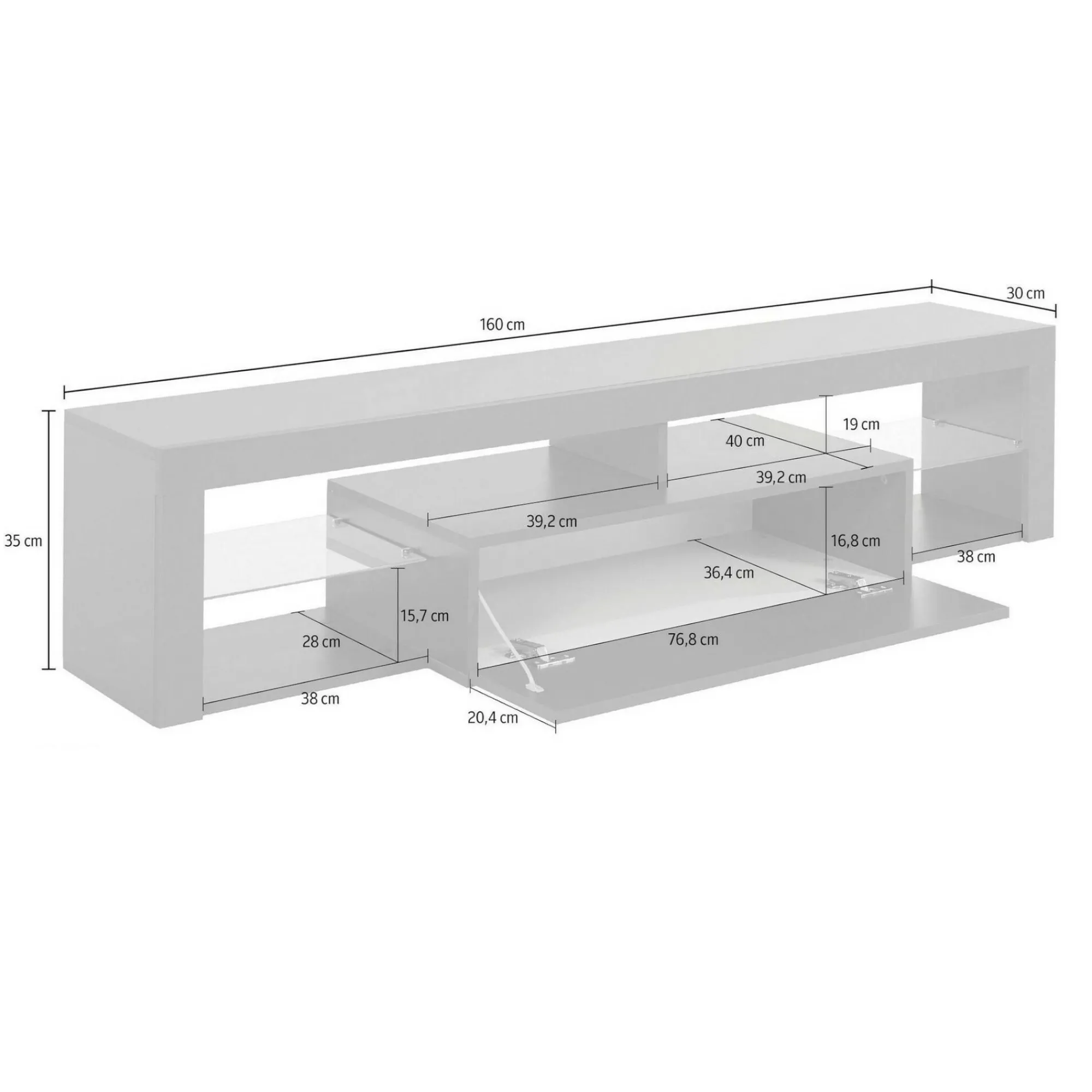 Mobile porta TV Ivy, 160x40h35 cm,<Dmora Cheap