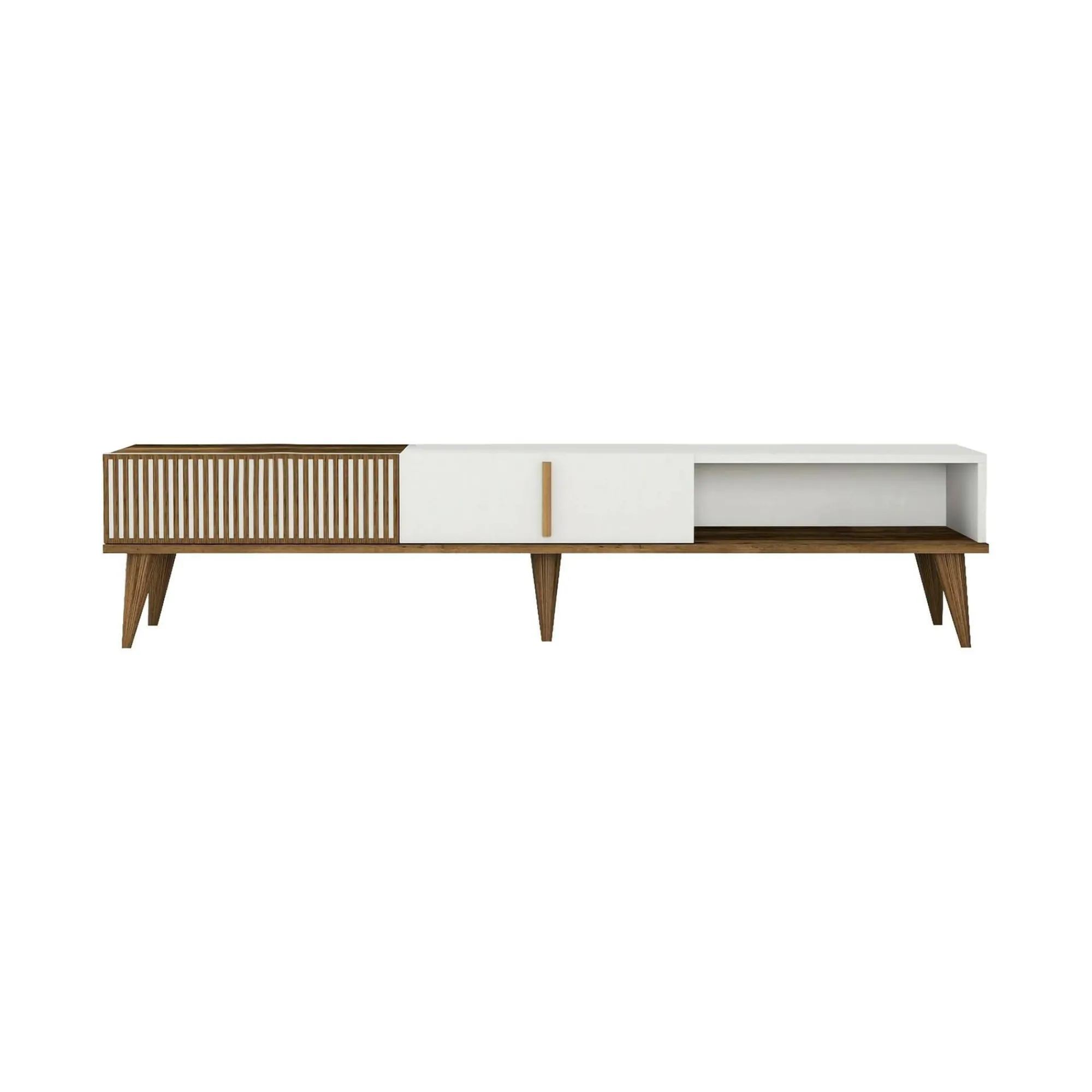 Mobile porta TV Jakuchu, 180x35h40 cm, Noce e Bianco<Dmora Fashion