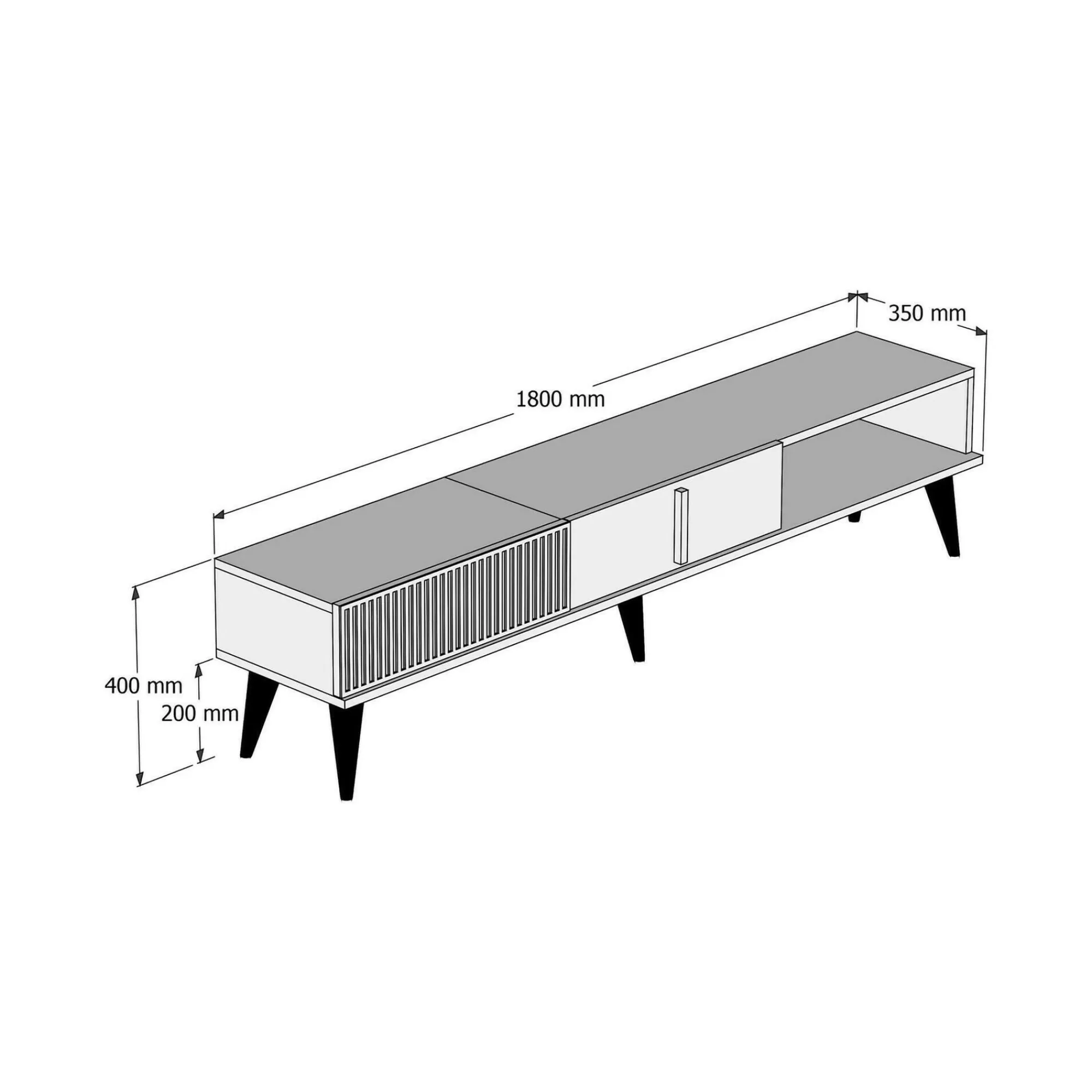 Mobile porta TV Jakuchu, 180x35h40 cm, Noce e Bianco<Dmora Outlet