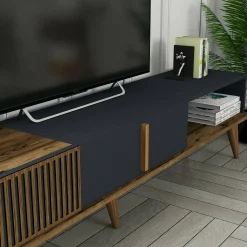 Mobile porta TV Jakuchu, 180x35h40 cm, Noce e Antracite<Dmora Clearance