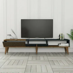 Mobile porta TV Jakuchu, 180x35h40 cm, Noce e Antracite<Dmora Clearance