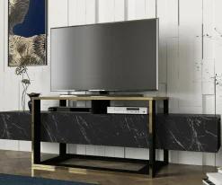 Mobile porta TV Jo, 160x46h50 cm, Nero e Oro<Dmora Fashion