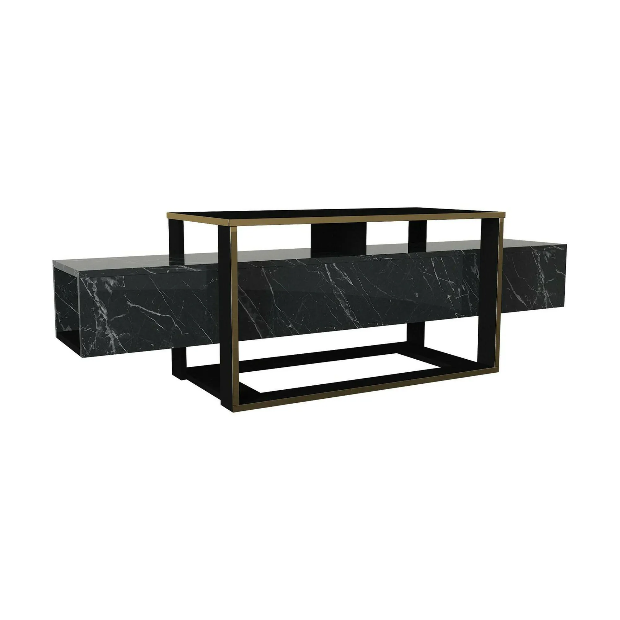 Mobile porta TV Jo, 160x46h50 cm, Nero e Oro<Dmora Fashion