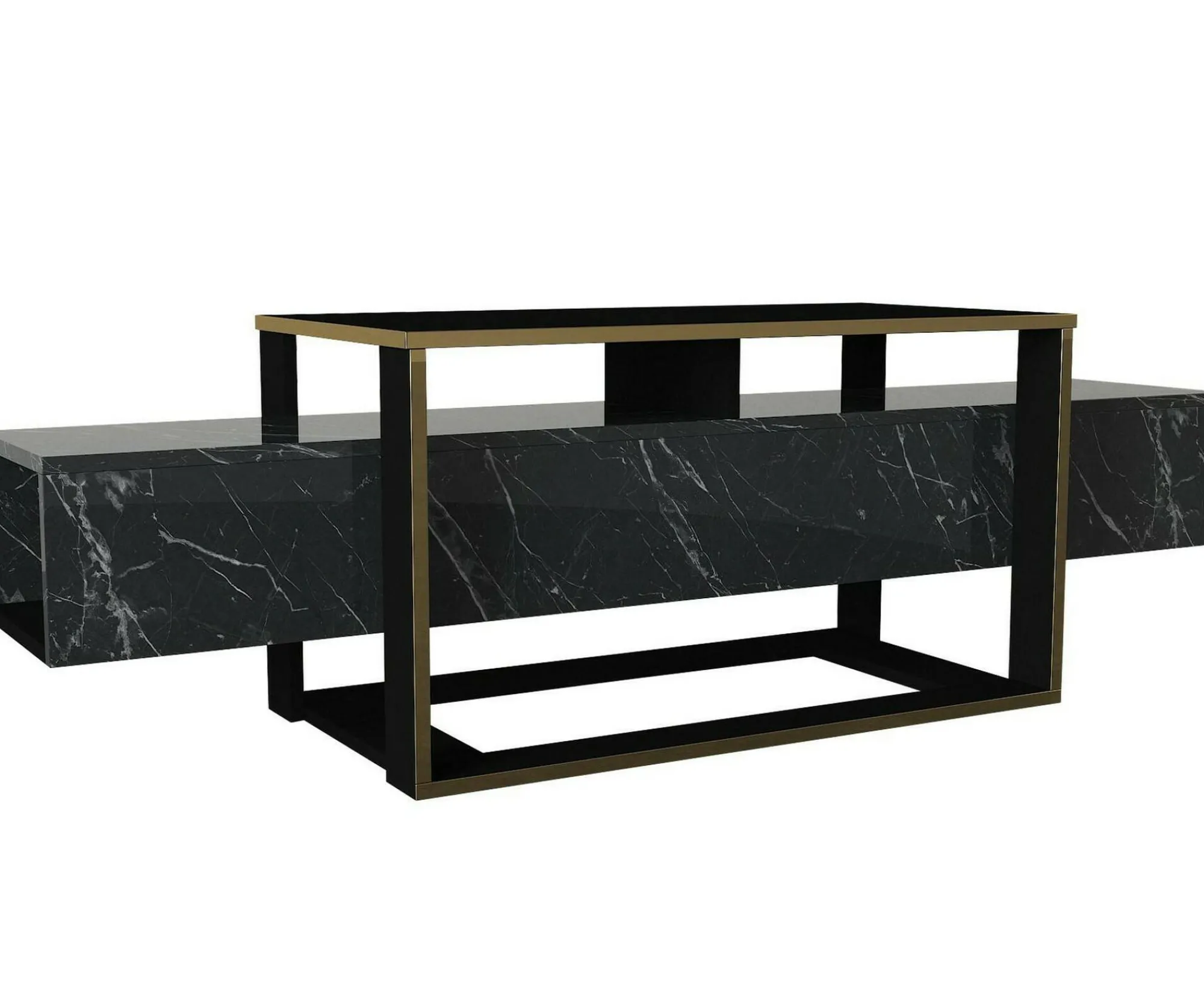 Mobile porta TV Jo, 160x46h50 cm, Nero e Oro<Dmora Fashion